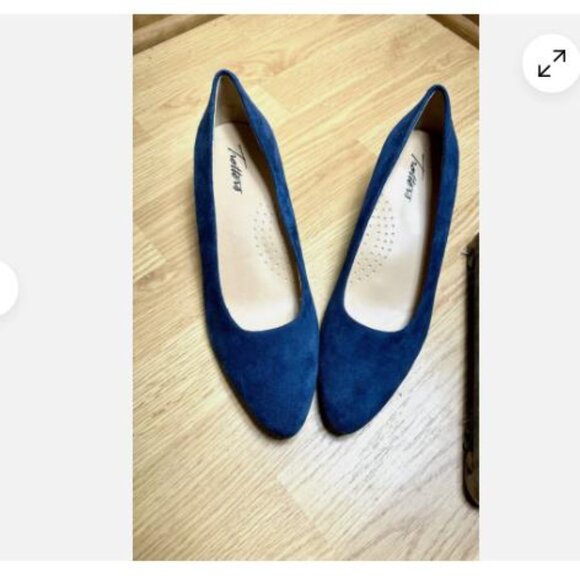 TROTTERS BLUE SUEDE KITTEN HEEL CUSHIONED Comfort PUMPS 7.5 M Shoes - Picture 2 of 7